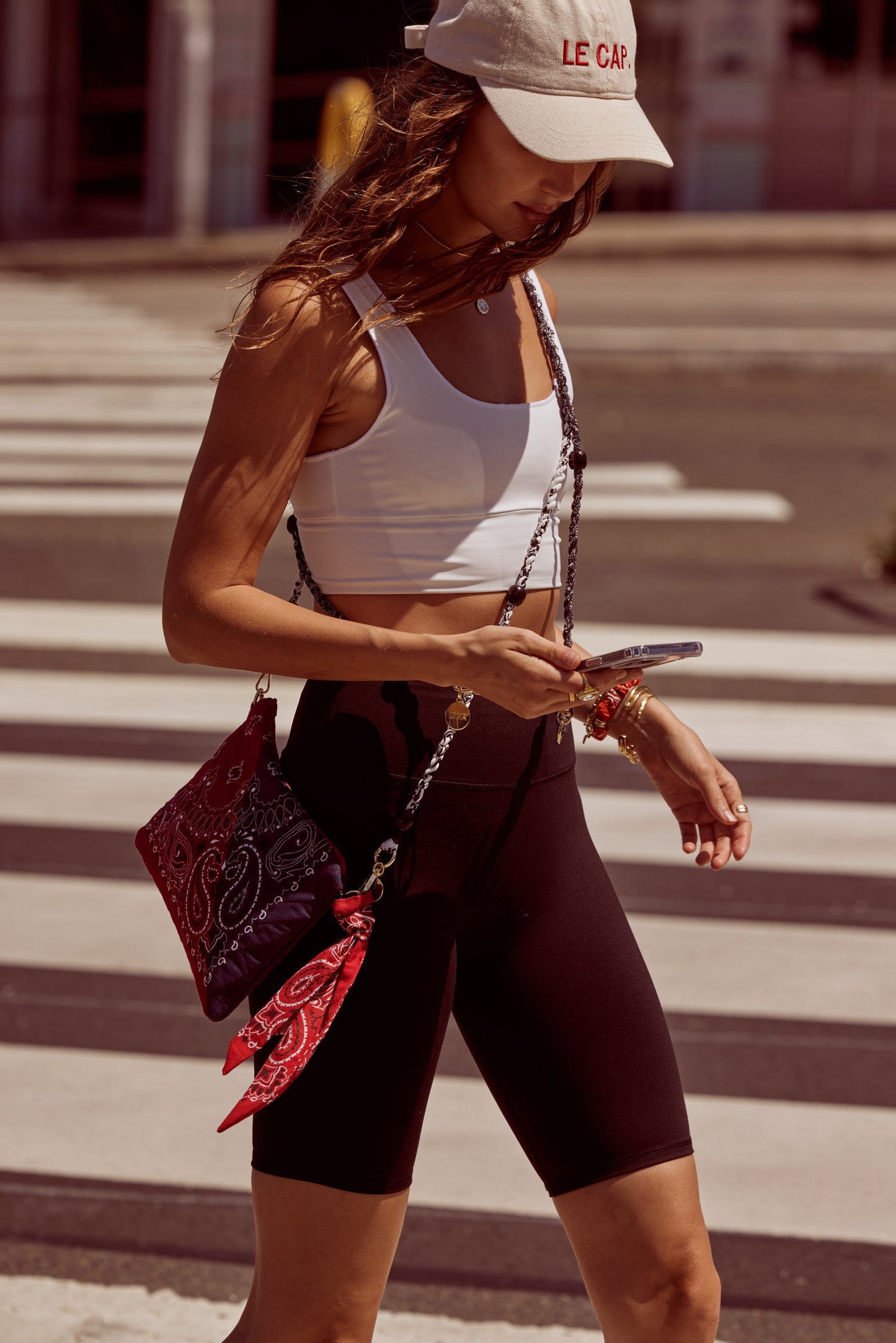 Black & White Bandana Cross-Body Strap + Phone Case