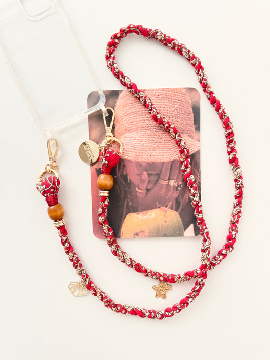 Red Floral Cross-Body Strap + Phone Case